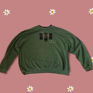 Decorated Originals dark olive green mock neck sweatshirt